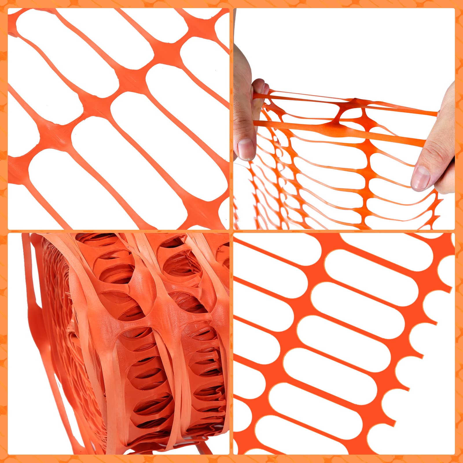 Schutznetz aus Kunststoff, Warnnetz, Auffangnetz Bauzaun Fangzaun Wildzaun Fangnetz, Rolle, Orange, 1 m x 50 m