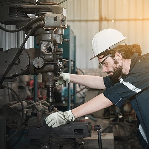 Miniatura 4 de HLDD HANDLANDY Guantes de trabajo de cuero para hombres y mujeres, guantes de jardinería ajustables de piel de vaca con palma reforzada para