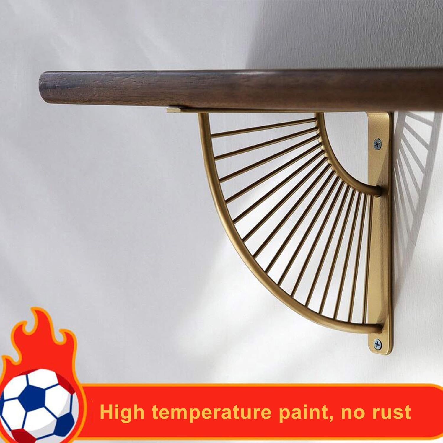 Floating Shelf Supporter,Heavy Golden Shelf Brackets & Supports, Multifunctional Angle Corner Brackets for Bookshelves, Wood Furniture,Cabinets,Brackets for Shelves Decorative,One Pair,15cm(5.9in)