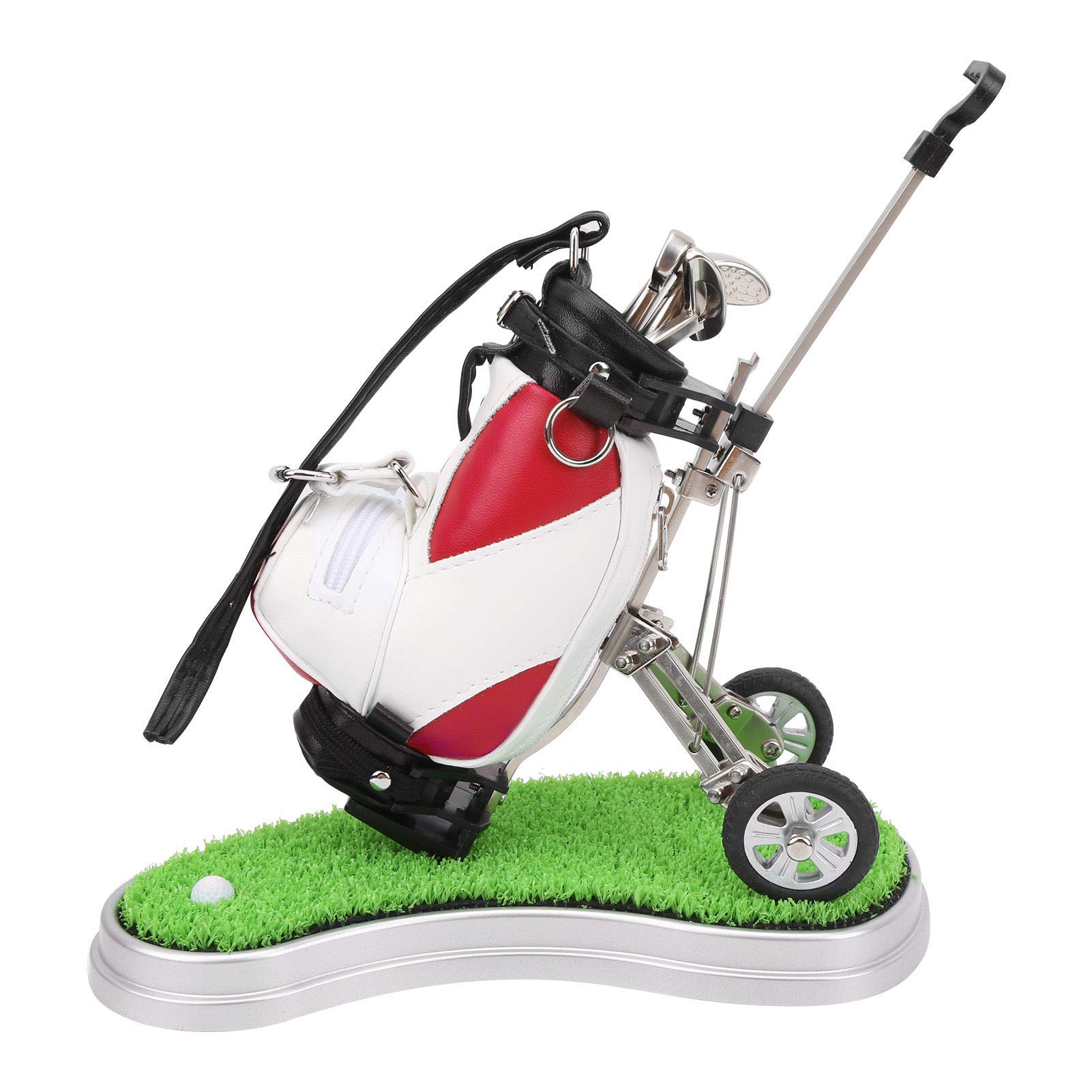 Alomejor Bolígrafo de Golf Soporte de Escritorio con 3 Bolígrafos y Mini Bolso de Aleación