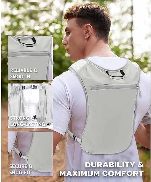 Running Hydration Vest Backpack - Lightweight & Breathable Running Vest Phone Holder for Women Men, 5L Hydration Pack for TrailRunning Hiking Cycling Marathon - 4