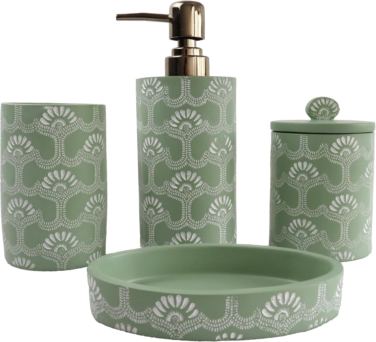 Hymmah Green Bathroom Accessories Set,Unique Design