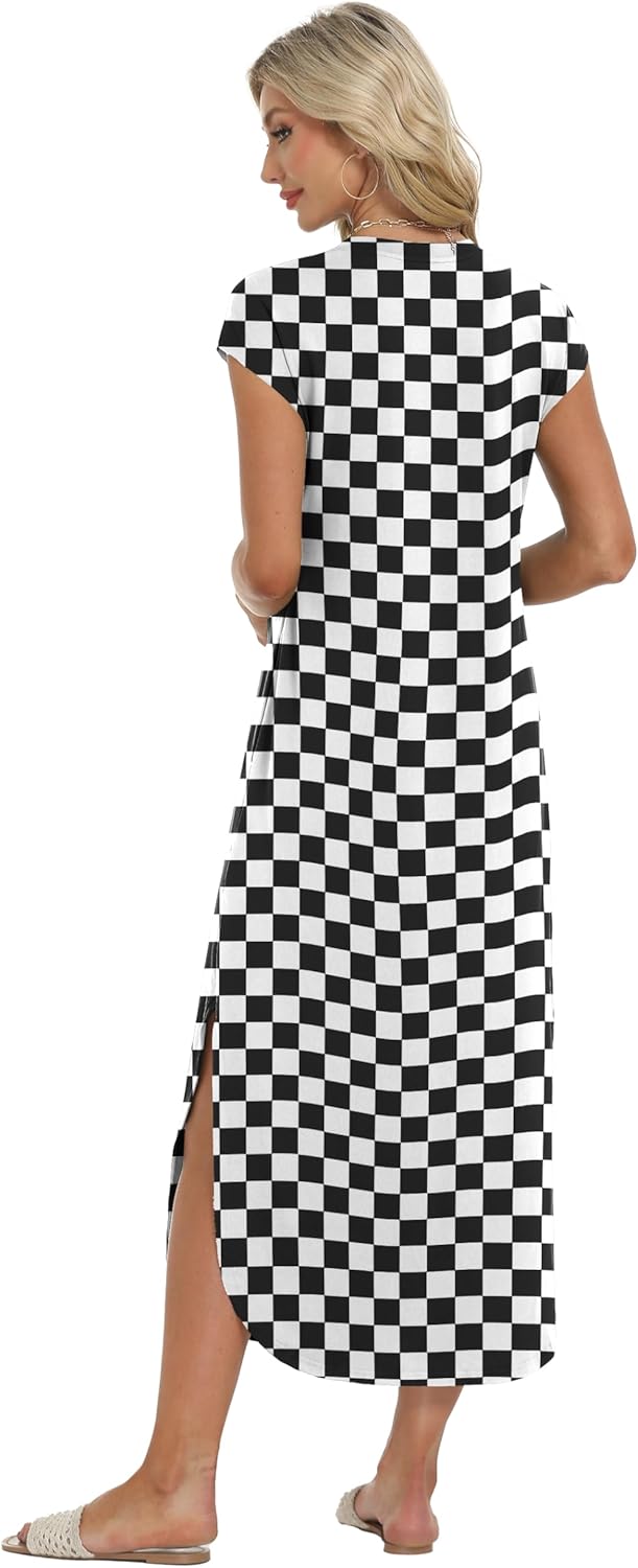 HiMONE Beach Vacation Dresses for Women 2025 Sundress Cap Sleeves Casual Maxi Beach Dress with Pockets XS-2XL - Image 3