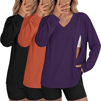 3 Pack Women Oversized Nursing Shirts