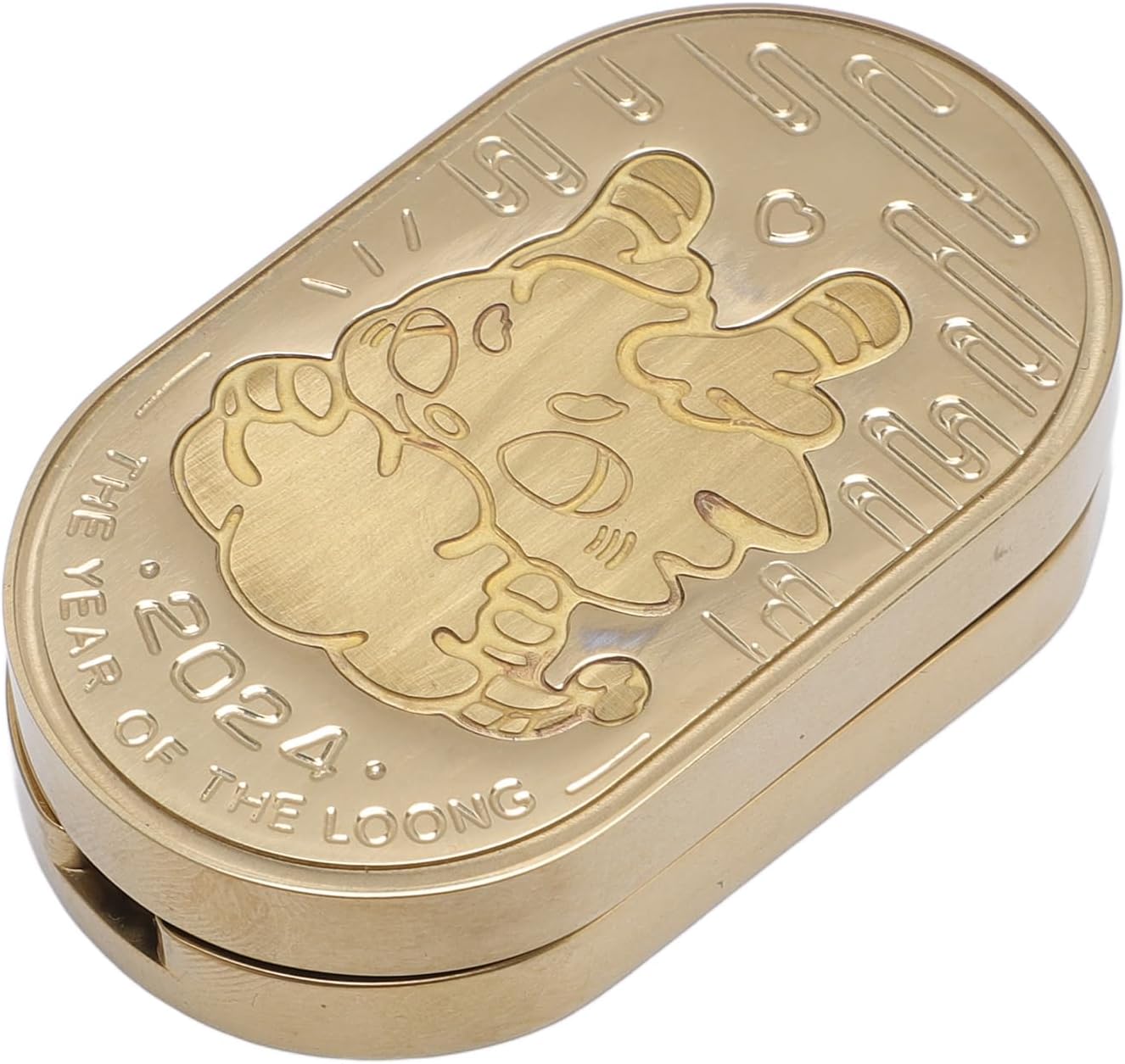 Fingertip Slider Toy Stainless Steel Fingertip Slider Toy | Portable Push Card | Unique Dragon Engraving Design | Perfect for Stress Relief | Great Any Occasion (Gold)