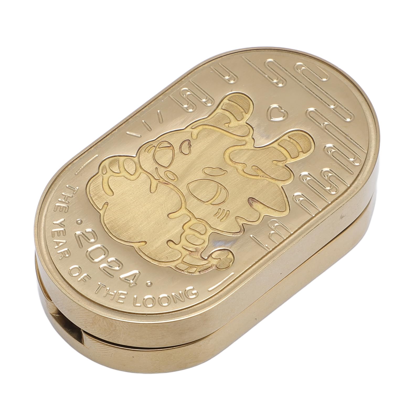 Dragon Pattern Push Card, Stainless Steel Fidget Slider, Metal Fidget Slider Portable Fingertip Push Card Fidget Push Card Slider Toy (Gold)