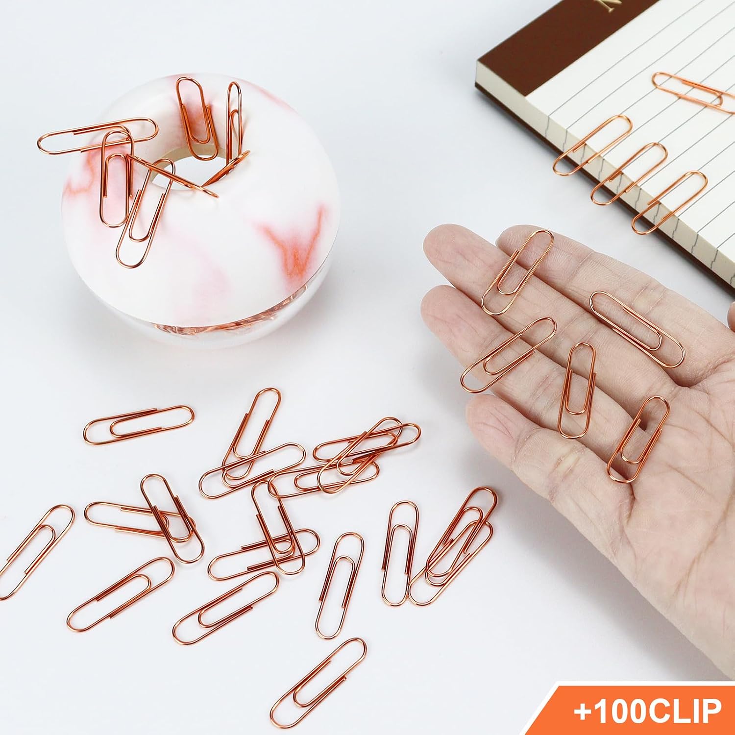 MultiBey Magnetic Paper Clip Holder, Marble Pink Paper Clip Dispenser
