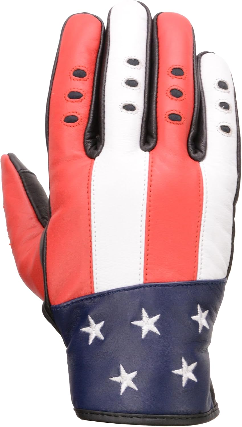 Milwaukee Leather MG7527 Men’s ‘Stars and Stripes’ Leather Gloves with Touch Fingers