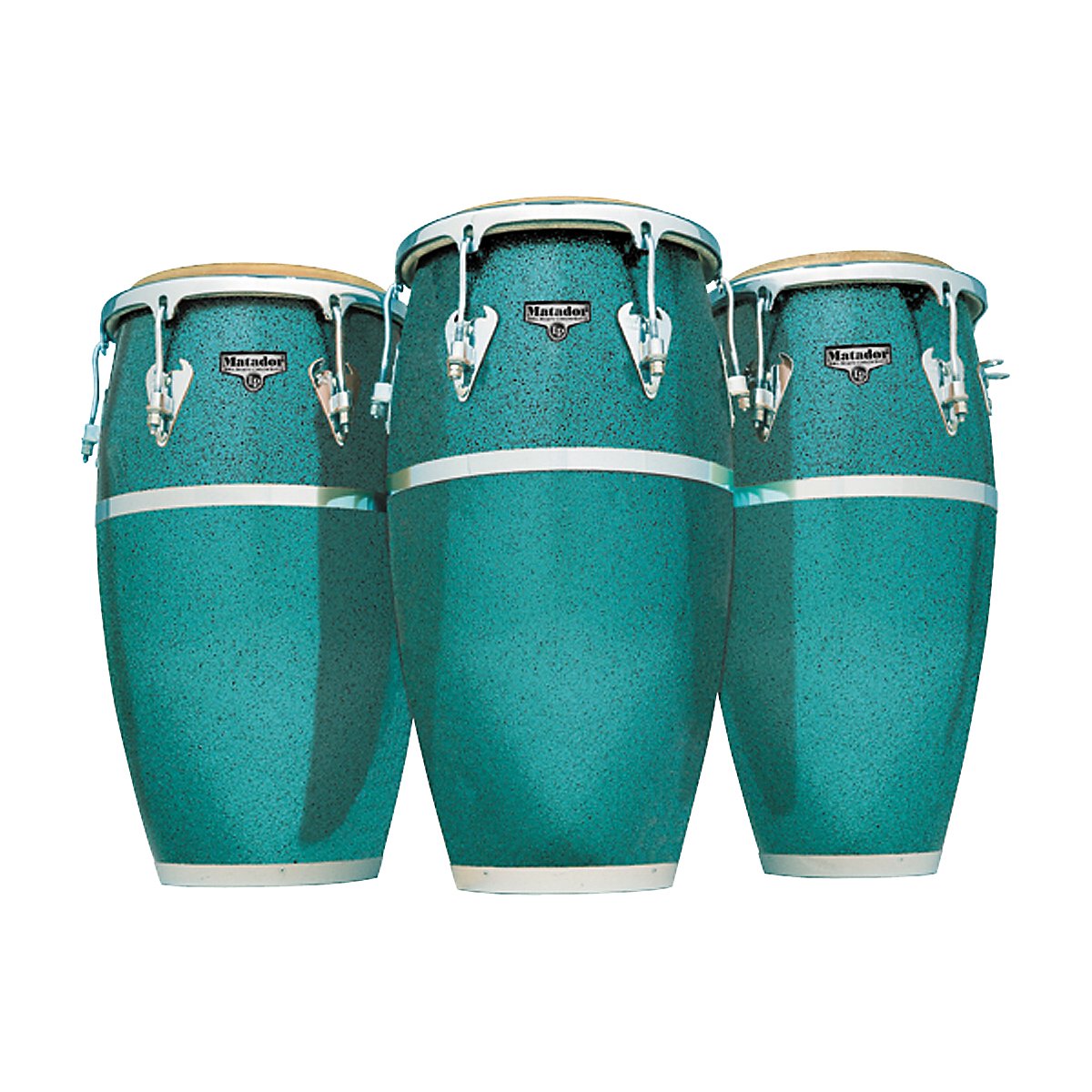 Latin Percussion Conga Matador in fibra di vetro Quinto 11" M650S-KR, Glitter verde, hardware cromato