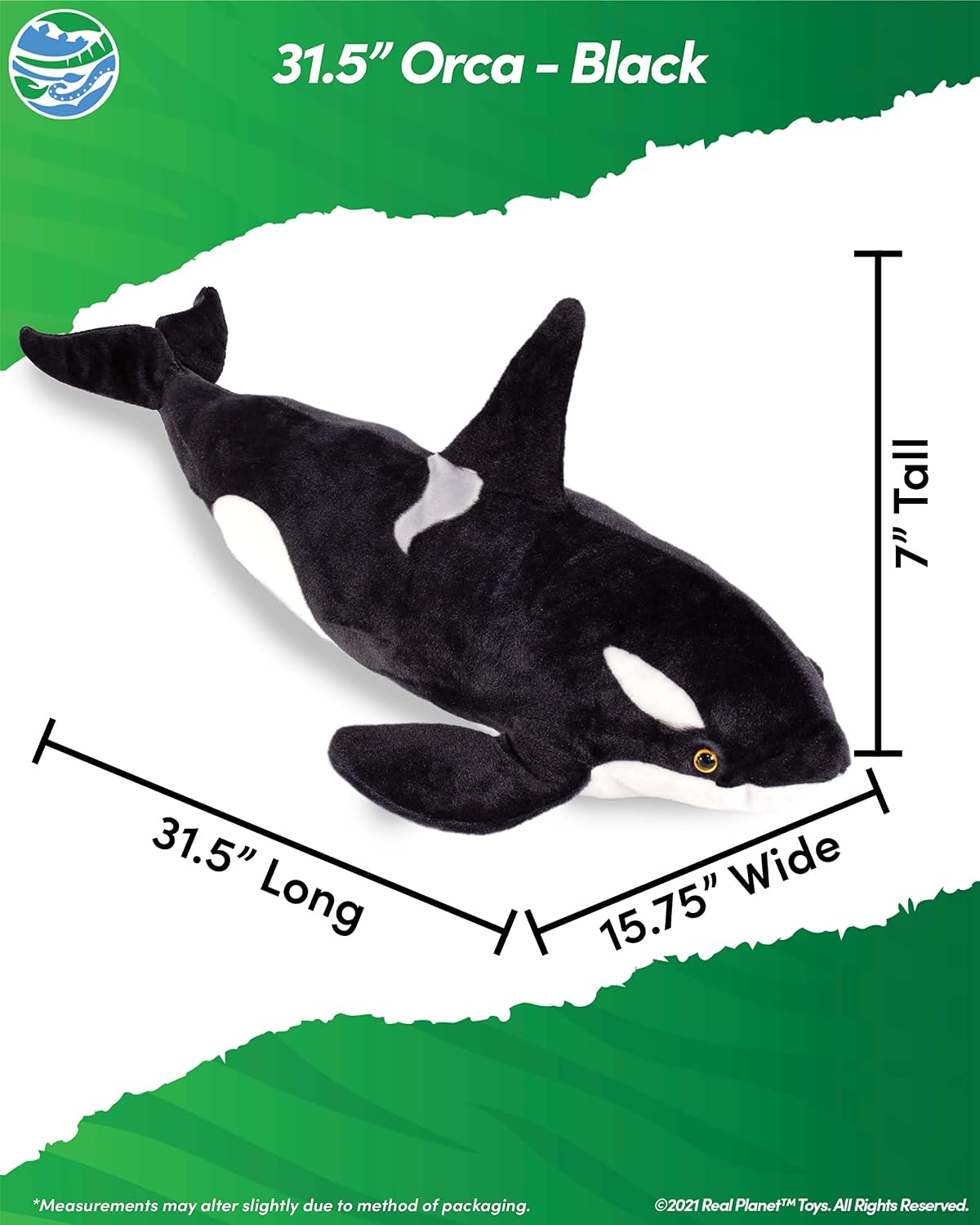 Real Planet Whale Plush Toy - Realistic Stuffed Animal Gift for Kids All Ages, Large Ocean Orca Plushie, Fun Christmas Birthday Gifts (Orca, 22.5") (22.5" Long) (31.5" Long)
