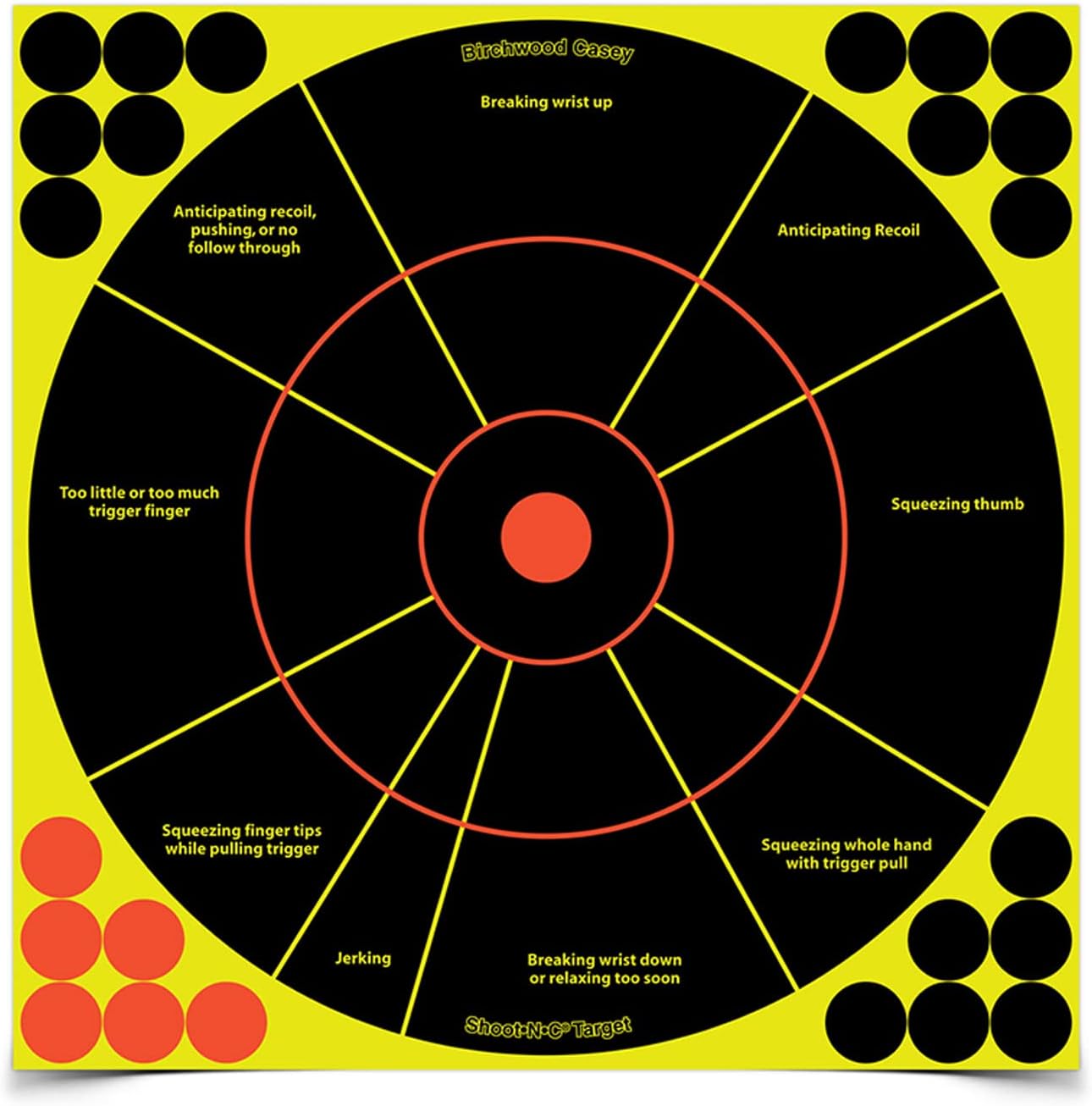 SHOOT-N-C Self Adhesive Colored Bullseye Target Handgun Training Practice Targets with Pasters