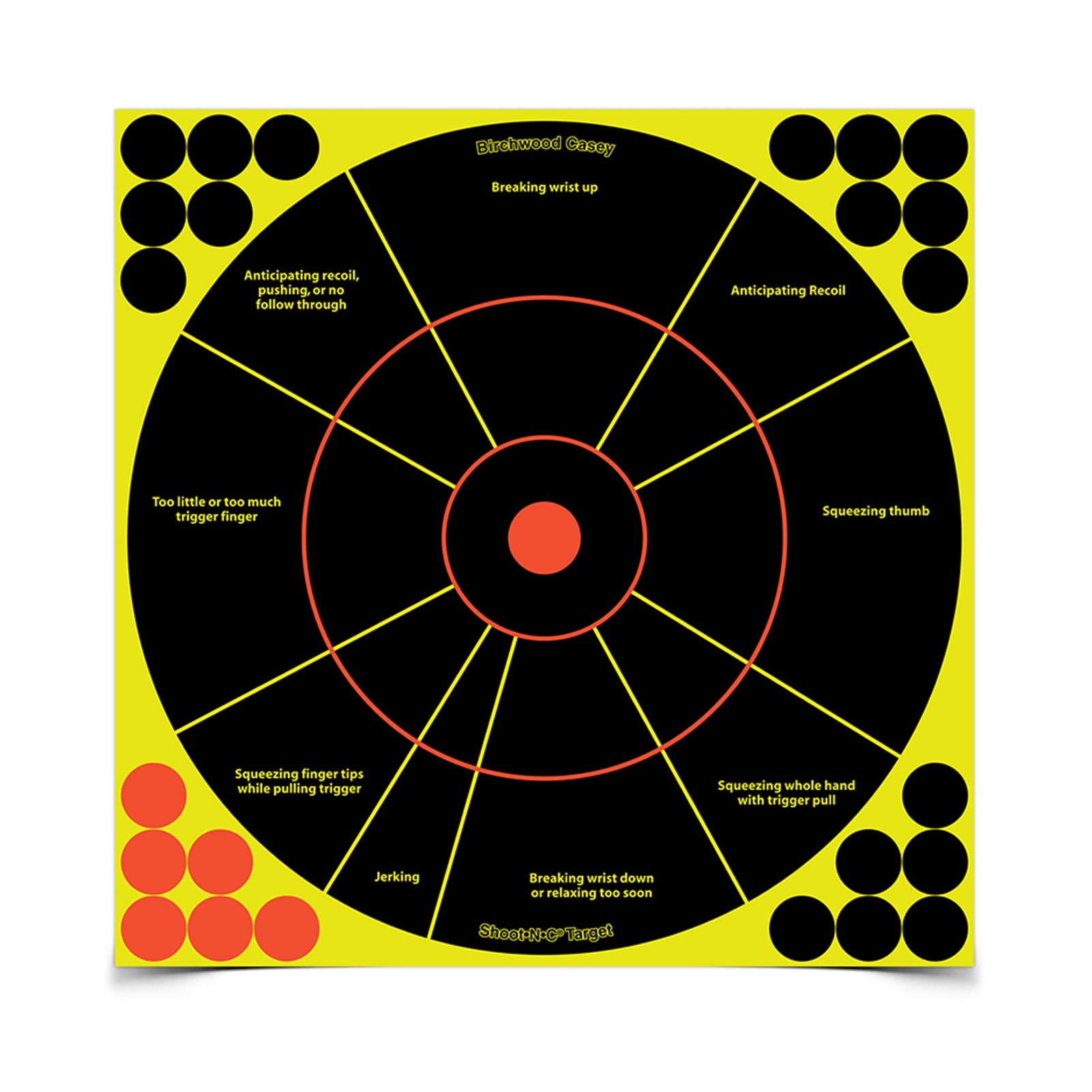 SHOOT-N-C Self Adhesive Colored Bullseye Target Handgun Training Practice Targets with Pasters