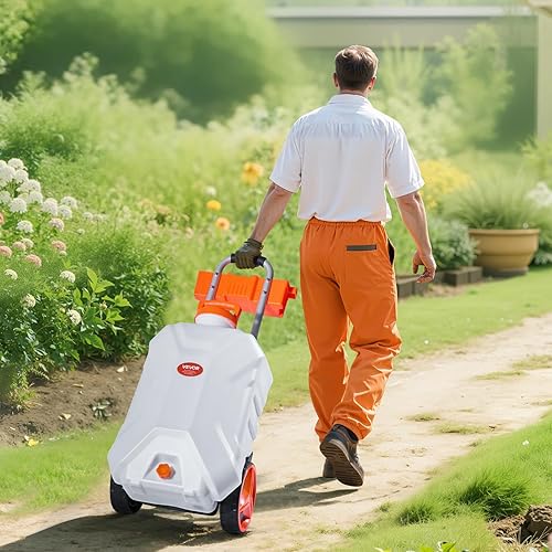 Miniatura 46 de VEVOR Pulverizador de malezas de jardín de 15 galones con carrito con ruedas, manguera de 126 pies con carrete, 8 boquillas, 2 varitas con gatillo