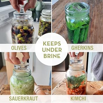 Glass Fermentation Weights for Fermentation with Easy Lift Handles, Set of 4