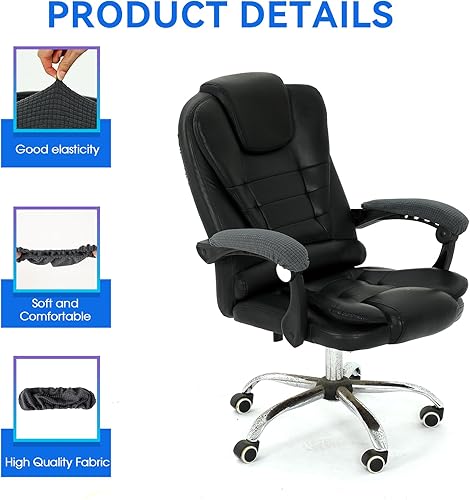 Miniatura 10 de Fundas para reposabrazos de silla de oficina, 2 fundas extraíbles para reposabrazos de oficina, fundas elásticas para reposabrazos de silla,