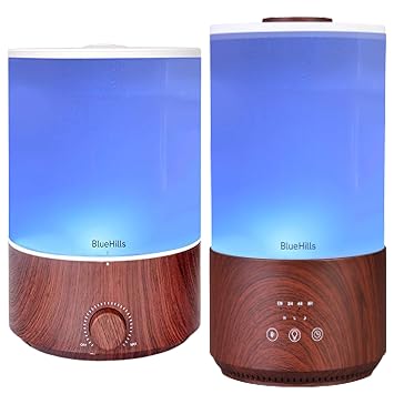 BlueHills Premium 4000 ML Set of 2 Gallon Large Essential Oils Diffusers for Big Rooms High Mist Output XL Capacity Adjustable Cool Mist Great Gift Value 2 Pack Dark Wood Grain