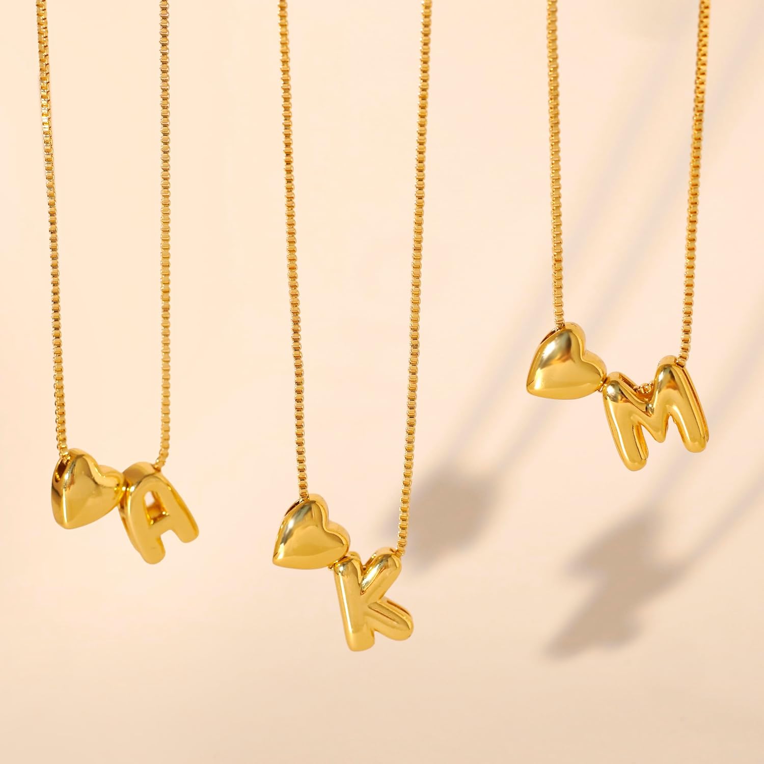 Valentines Day Gifts for Her - Initial Heart Necklace for Women 14K Gold Plated A-Z Letter Necklace Dainty Bubble Heart Pendant Tiny Initial Necklaces for Women Teen Trendy Jewelry Gifts - Image 8