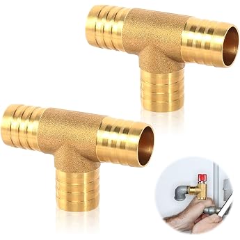 Brass T Piece 3/4 Inch Hose Nozzle 3/4 Inch Hose T Piece for Compressed Air Water Oil Hose Distributor T Hose Connector 19 mm T Hose Connector for Air Water Gas Oil Pipe Compressed Air Hose