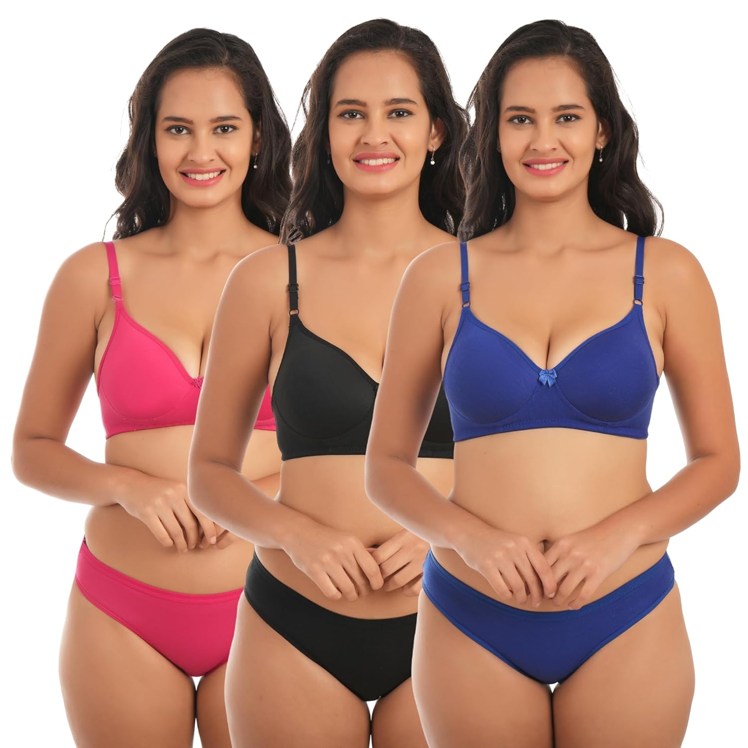 Women’s Cotton Bra Panty Set with Lightly Padded Non-Wired Full Cup Bra| Women’s and Girls’ Cotton Bra Panty Set
