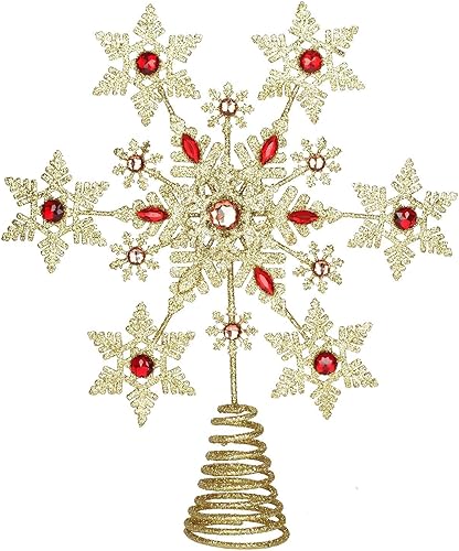 Miniatura 3 de Decoración para árbol de Navidad, 13 x 11 pulgadas, adorno para árbol de Navidad iluminado con purpurina, copo de nieve adecuado para cualquier