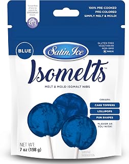 Satin Ice Isomelts for Making Lollipops (Blue) (7oz Pouch) – No Prep Isomalt, Pre-Colored, & Sugar-Free