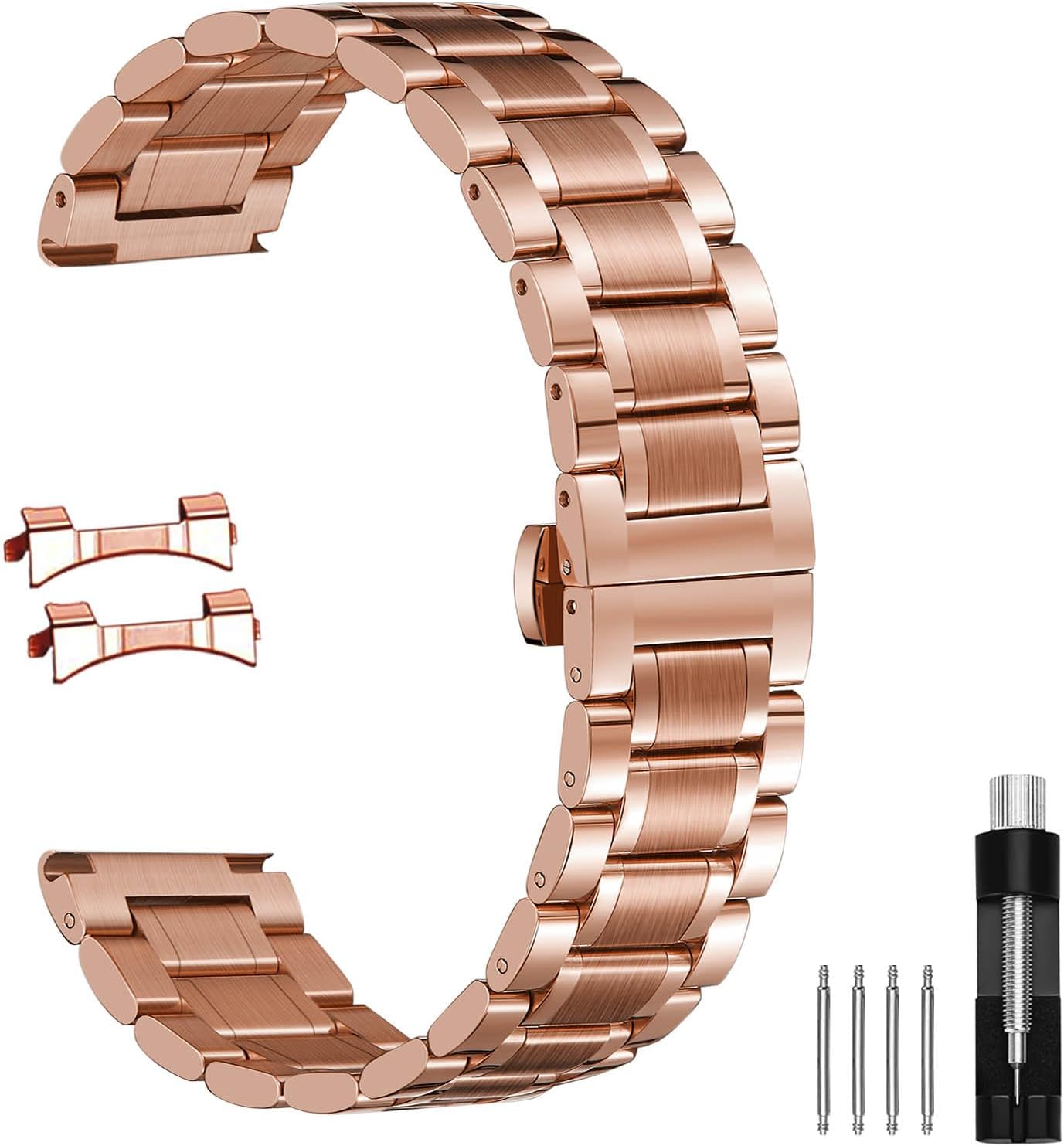 Nelumbo Quick Release Metal Chain Butterfly Clasp Watch Bands 18mm 19mm 20mm 21mm 22mm 24mm Stainless steel Watch Strap Bracelet Replacement
