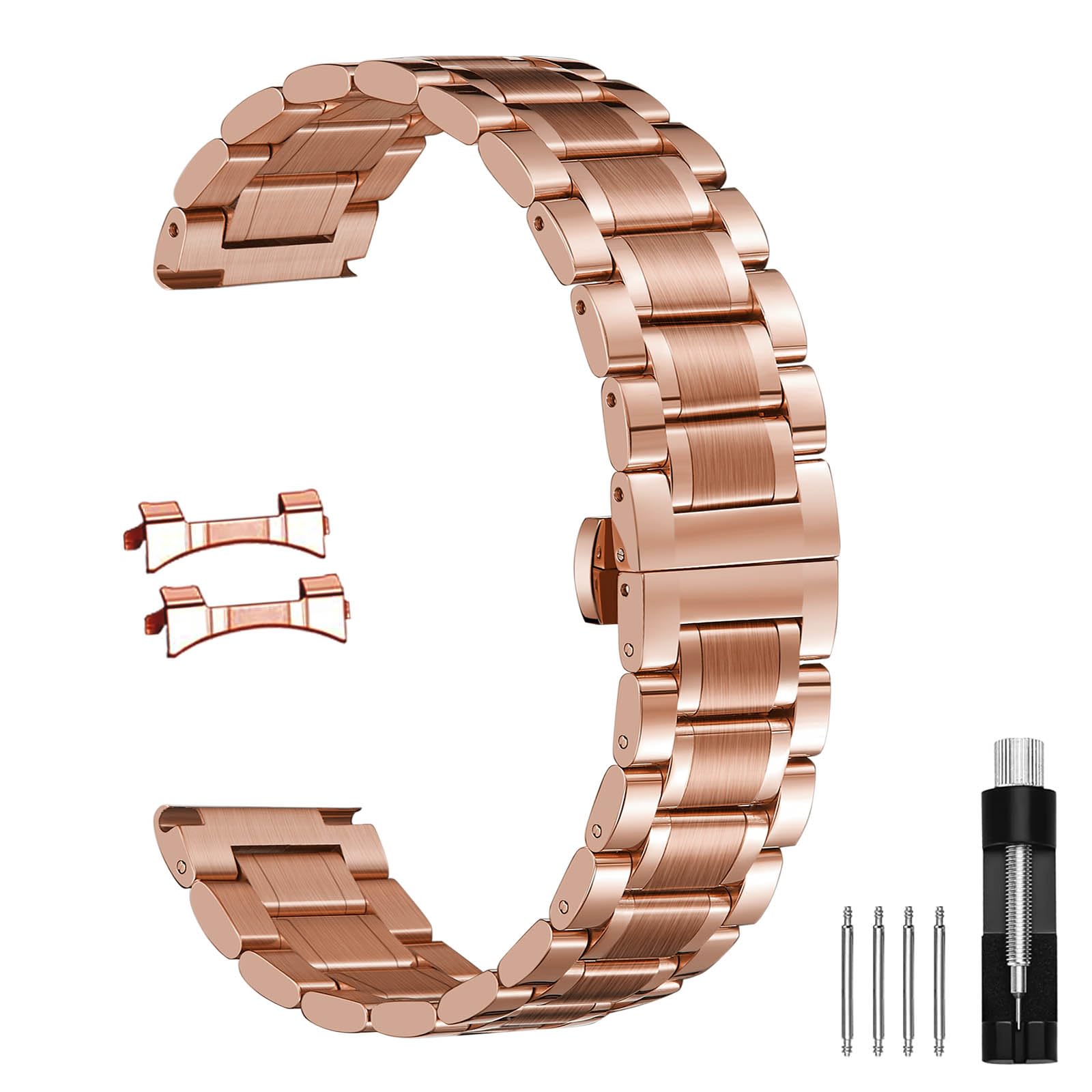 Nelumbo Quick Release Metal Chain Butterfly Clasp Watch Bands 18mm 19mm 20mm 21mm 22mm 24mm Stainless steel Watch Strap Bracelet Replacement