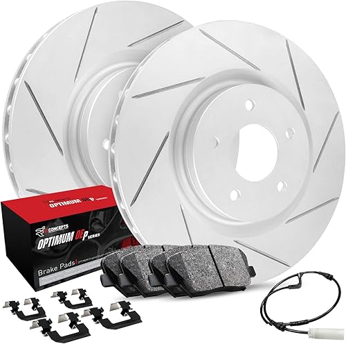 Rotores de freno de carbono delanteros ranurados + almohadillas OEp, hardware y sensor 1PS.31030.57