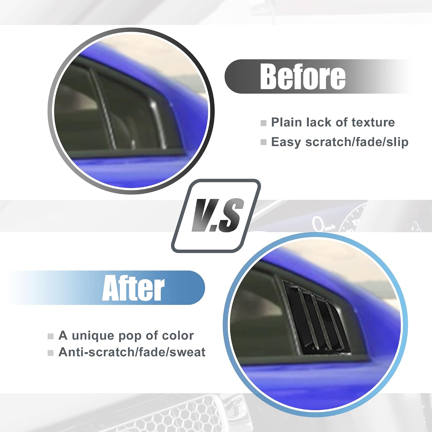 X AUTOHAUX 2pcs for Dodge Charger 2011-2021 Rear Side Window Louvers Air Vent Scoop Streamline Shades Cover Exterior Decorative