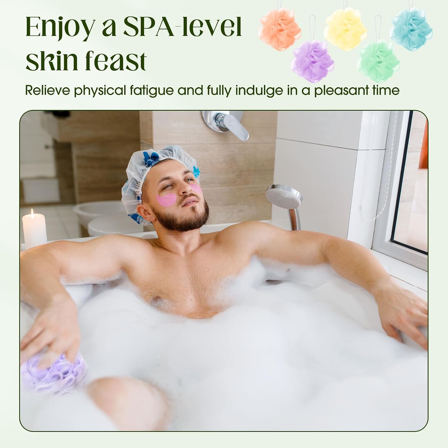 Sunnyray 100 Pcs Loofahs Bulk Bath Sponge Shower Luffas Exfoliating Body Scrubber Packs Soft Mesh Loofahs Balls Travel Cleaning Wash Puff Bathing Accessories for Women Men, 20g (Brightcolor)