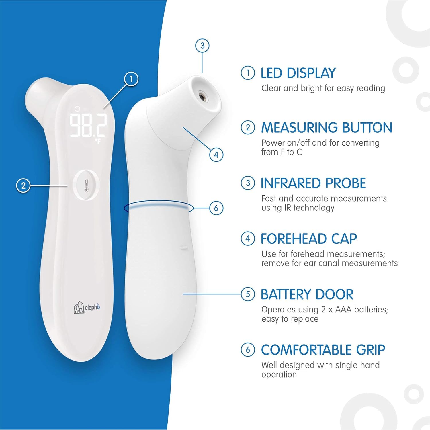 50% оƒƒ Dіѕсоunt Elepho eTherm Ear & Forehead Thermometer | Infrared & Digital Thermometers for Adults, Kids, Babies & Infants | Instantly & Accurately Reads Temperature | Slim Design, Easy to Read Large LCD Display…