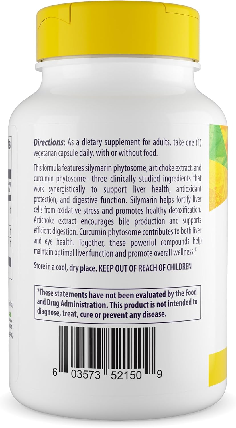 Healthy Origins Silymarin Artichoke Turmeric Liver Support – with Silymarin Phytosome, Artichoke Extract & Curcumin – Supports Liver Health, Antioxidant Protection & Digestion – 60 Capsules