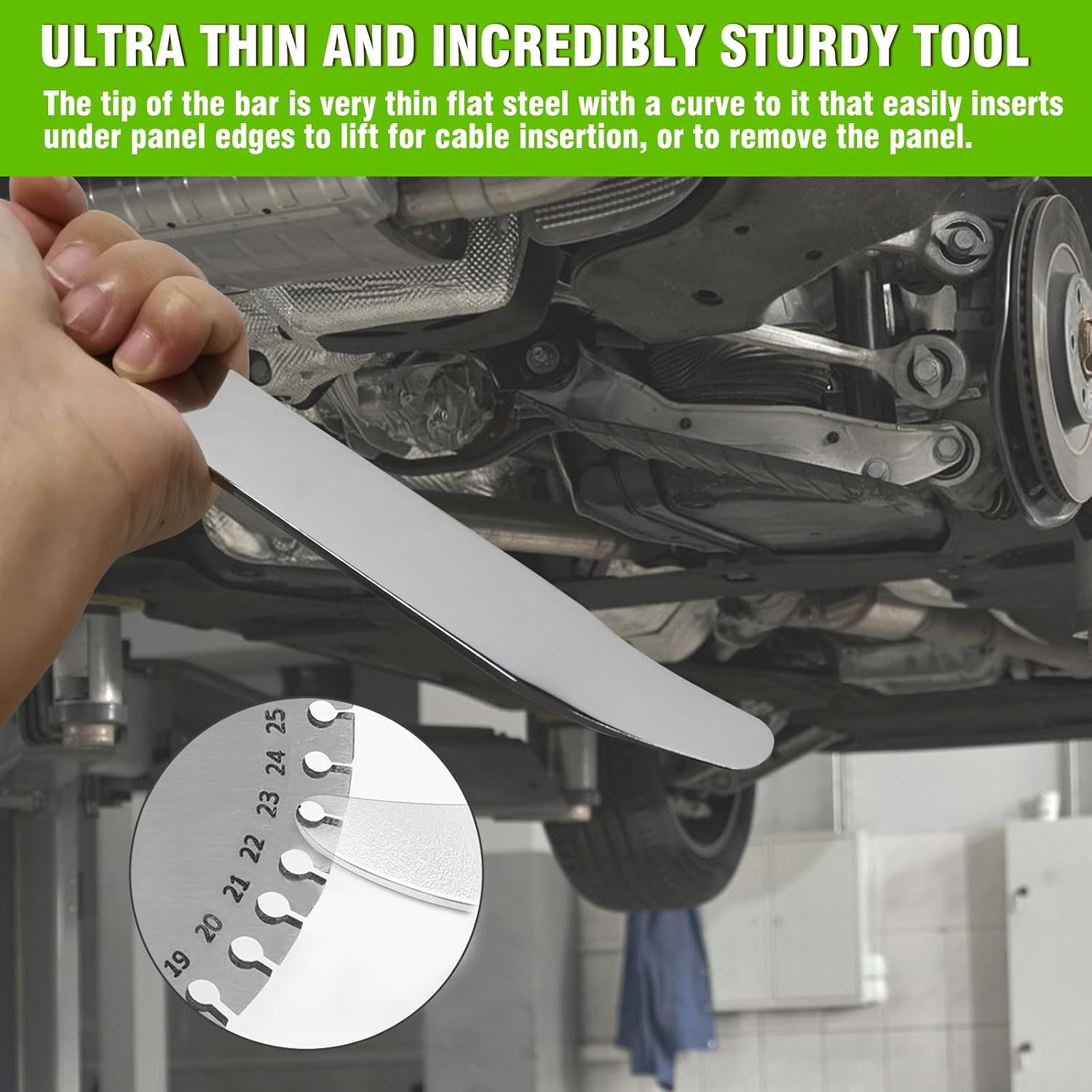 4140 Steel Pry Tool, Auto Trim Removal Tool Pry Bar for Vehicle Door Panel, Audio Radio Panel, Dashboard Repair Upholstery Tool, Pack of 1