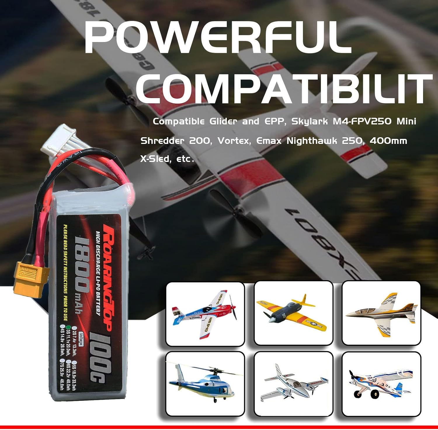 RoaringTop 1800mAh 100 C 3S 11.1V RC Batterien Für RC Lipo Batterie with XT60 for RC Evader BX Car Truggy Truck RC Airplane Quadcopter Helicopter - Image 5