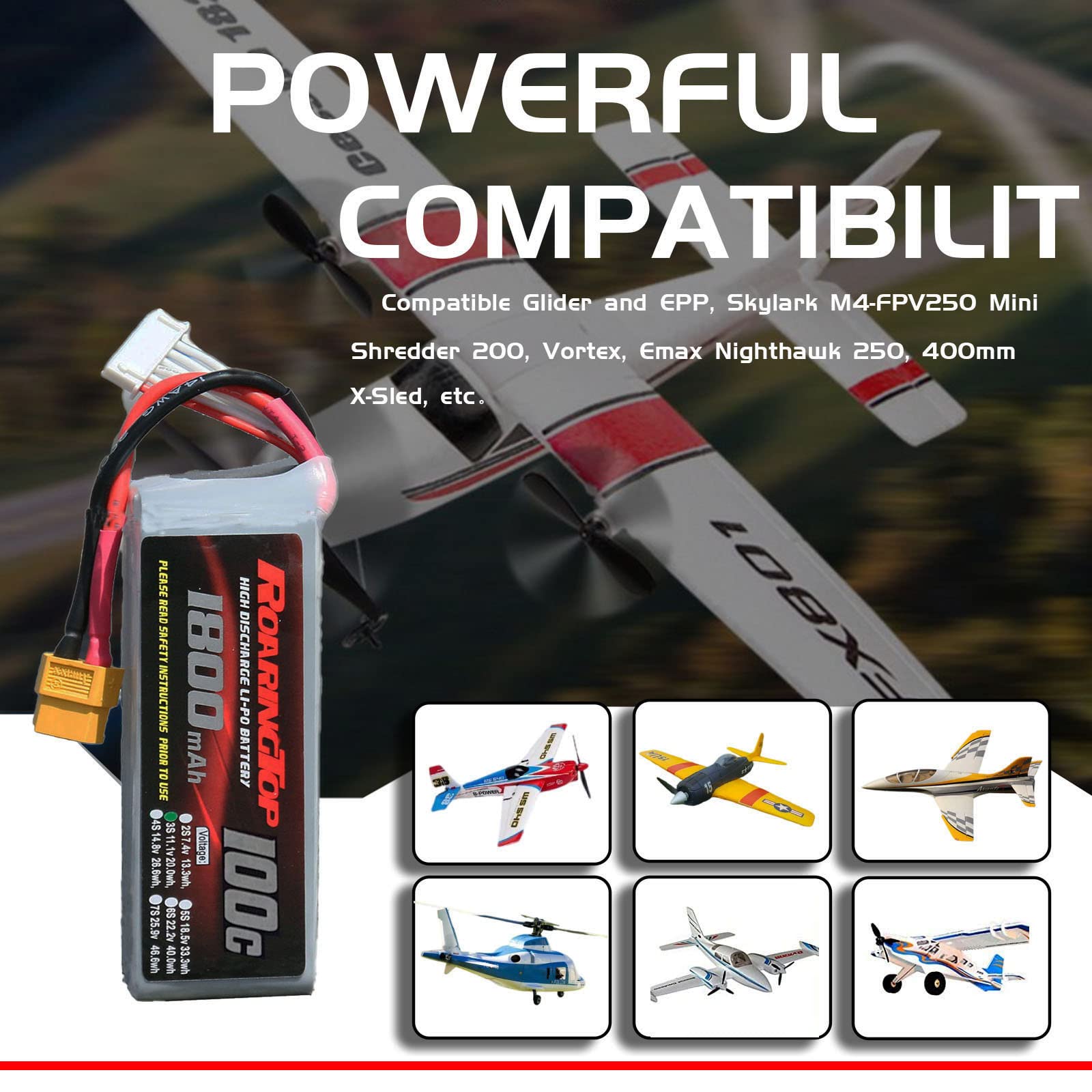 RoaringTop 1800 MAh 100 C 3S 11.1V RC Batterien Für RC Lipo Batterie with XT60 for RC Evader BX Car Truggy Truck RC Airplane Quadcopter Helicopter