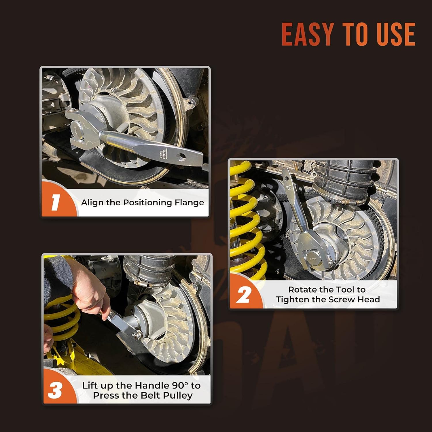 KEMIMOTO X3 Belt Changing Tool Compatible with Can am Maverick X3 Max Turbo R RR 2017 2018 2019 2020 2021,2022 Clutch Removal Kit Fits 64"/72" Wheel Base Width- Silver