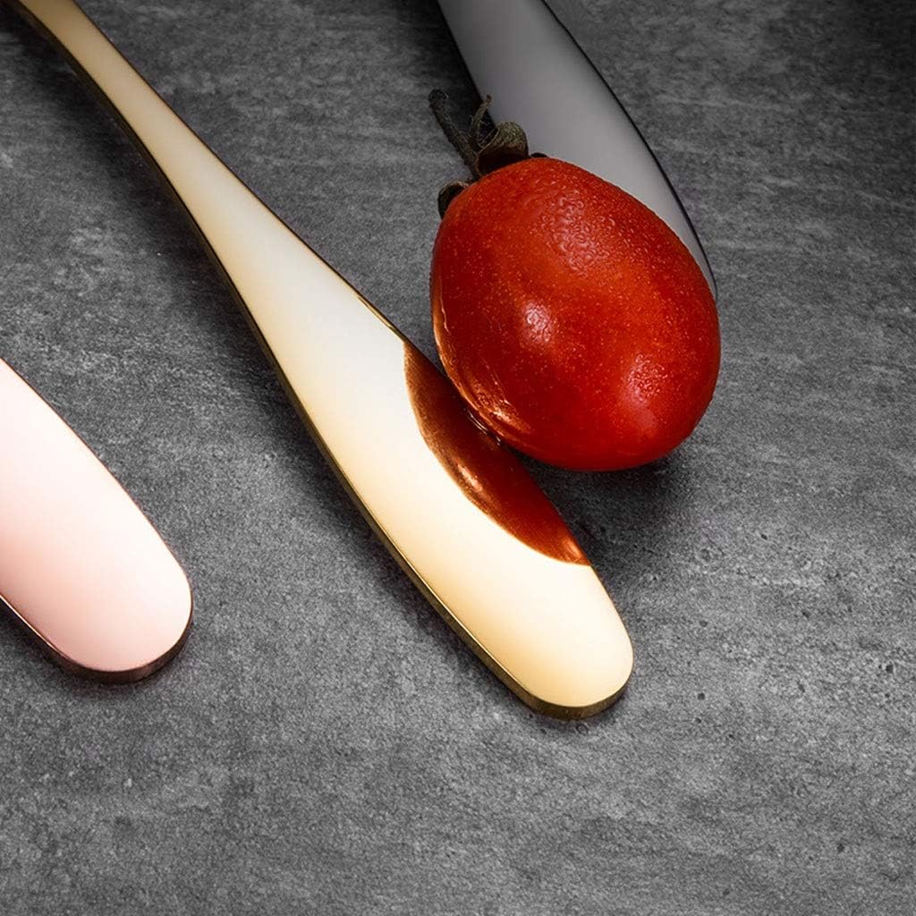 Tablespoons 10pcs Stainless Steel Spoon, Spoon Set, 7.4in Coffee Spoon Colored Ice Cream Spoon (round) Serving Spoon (Color : Gold)