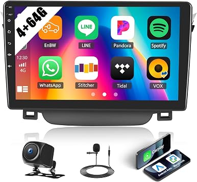 [4+64G] ستيريو سيارة أندرويد 15 لهيونداي I30 النترا GT 2011-2015 مع Carplay لاسلكي وAndroid Auto، راديو سيارة مقاس 9 بوصات مع رابط مرآة Bluetooth FM/RDS WiFi GPS EQ DSP SWC+AHD كاميرا احتياطية