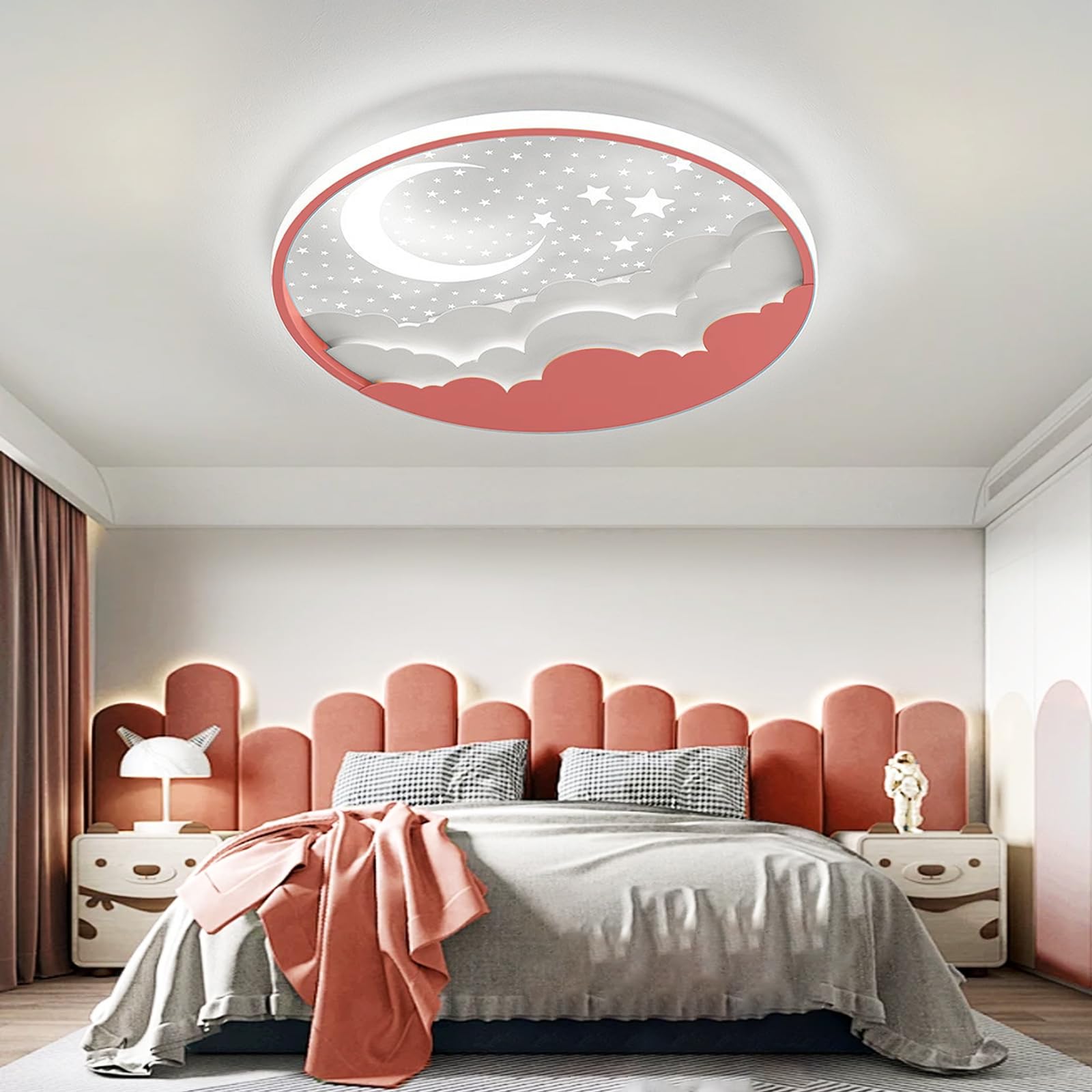 Lampa Dziecięca Sufitowa LED, Nowoczesna Księżyc Lampa Sufitowa z pilotem, do Dzieci, Dziewczynek, Chłopców, do Salonu, Sypialni, Pokoju