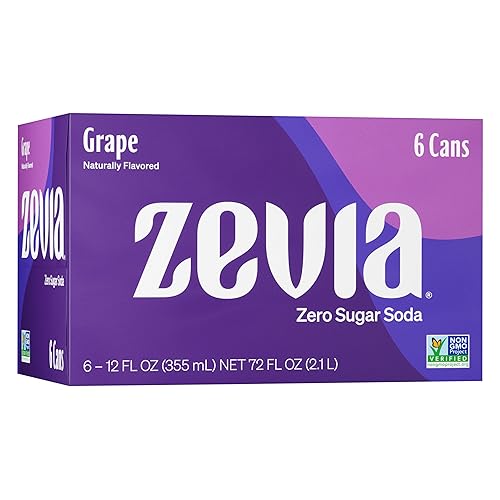 Zevia Soda sin calorías, uva, latas de 12 onzas líquidas (paquete de 6)