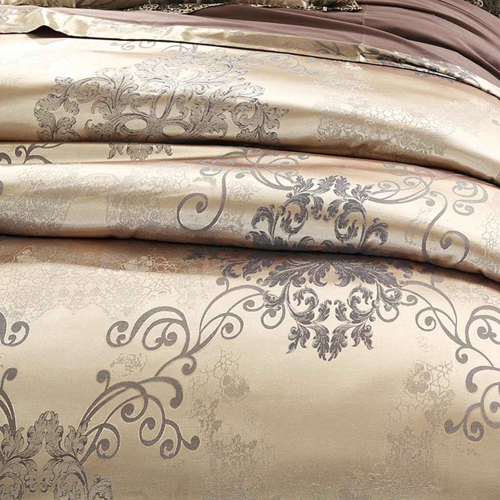 Teinopalpus Satin Embroidery Duvet Cover Set California King/King Size Cotton Sateen Luxury European Neoclassical Style Jacquard Lace Comforter Cover and 2 Pillowcases,3 Piece