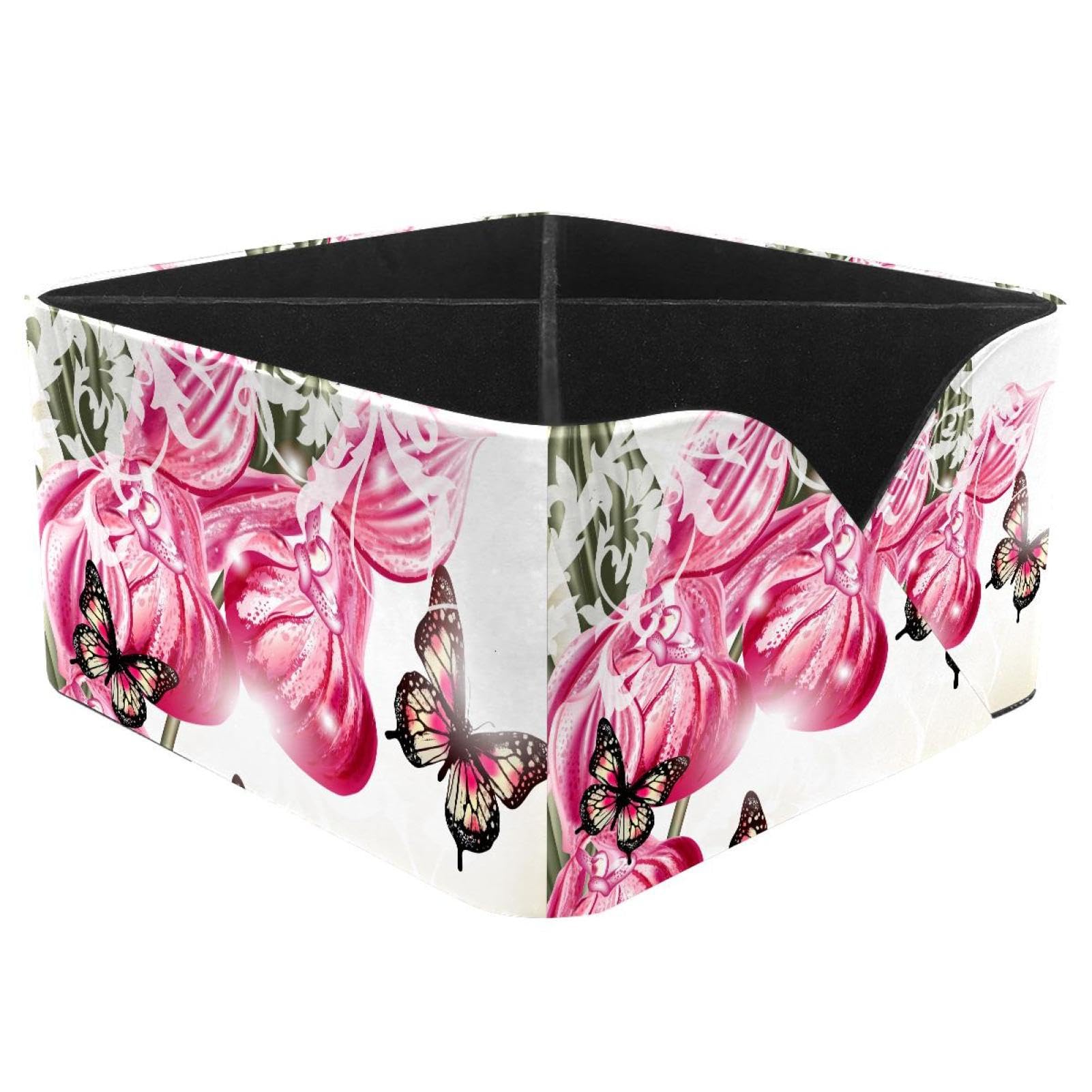 KengjuTesu Phalaenopsis with Butterflies Desktop Organizer Pen Holder, Rectangular Pencil Cup for Office, Study and Makeup Stations