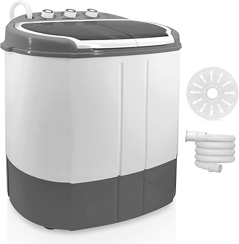 PURE CLEAN Lavadora y secadora compacta para el hogar, 2 en 1 Lavadora mini portátil, tinas gemelas, capacidad de 11 libras, 110V, ciclo de