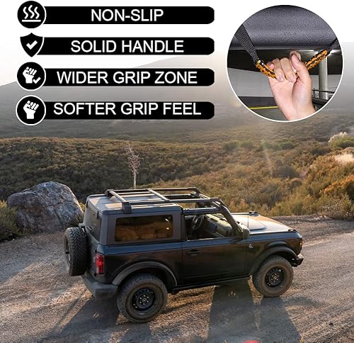 Miniatura 4 de TECTICO Asas de agarre de barra antivuelco compatibles con Bronco 2021 2022 2023 24 puertas, asas de agarre más amplia para automóvil, asas de