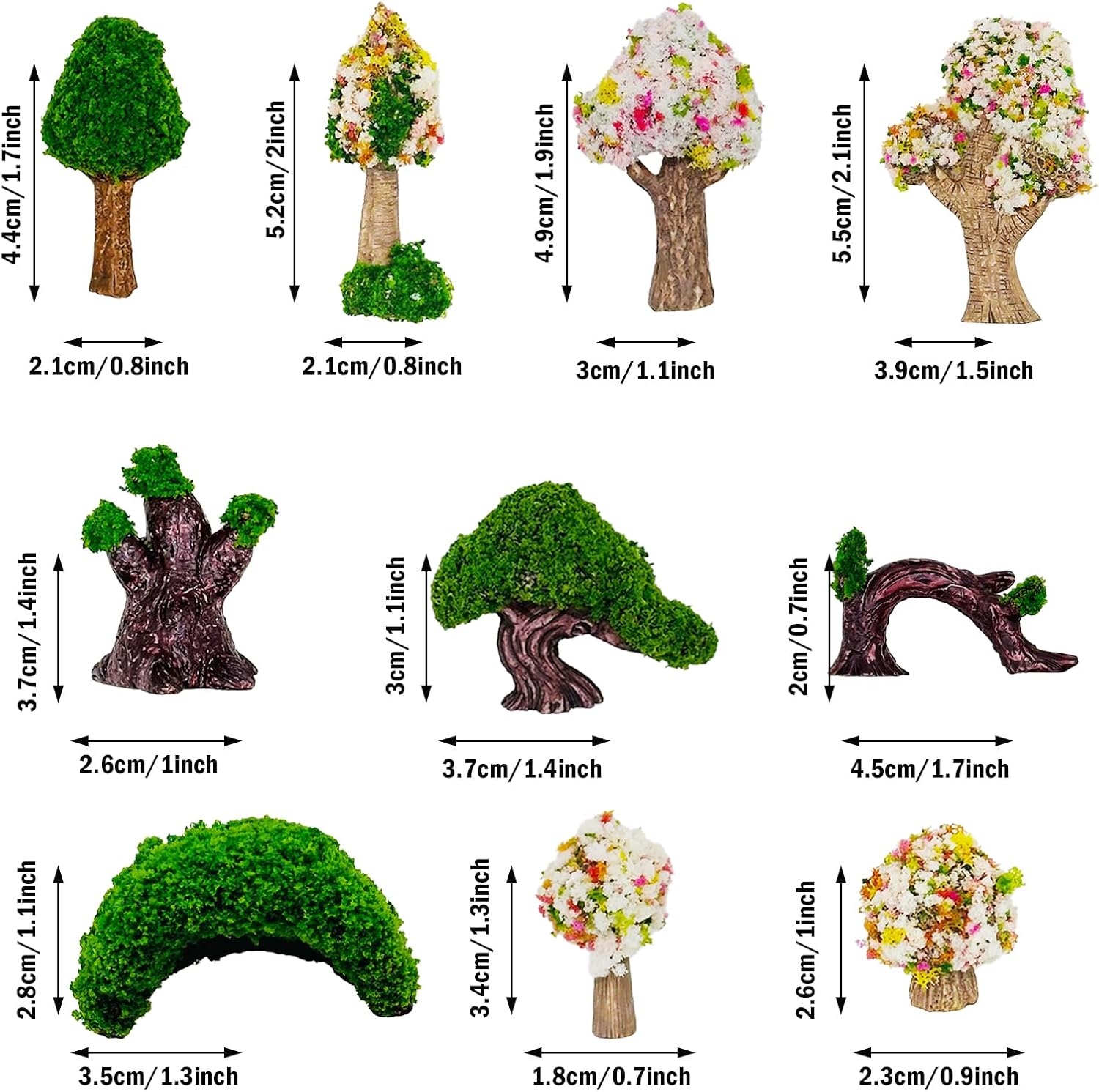 Cayway 19 PCS Miniature Fairy Garden Tree Plant Ornament, Mixed Model Trees Miniature Garden Accessories for Min Garden Decoration Plant House Decor image 2