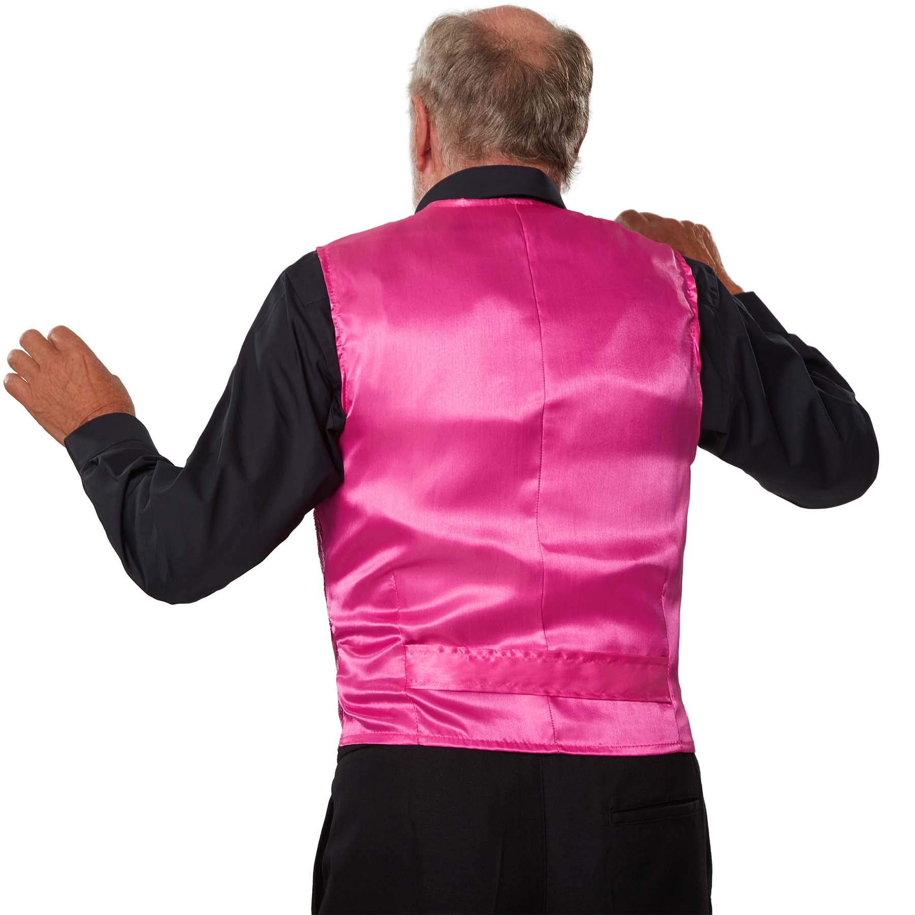 dressforfun 901000 Gilè da Uomo con Paillettes, Discoteca Carnevale Festa -Modelli Differenti (S | Rosa | No. 303986)