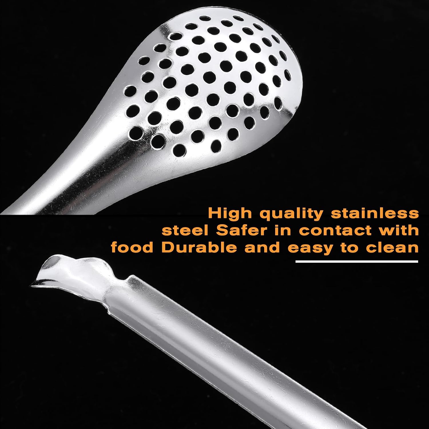 2Pcs Spherification Spoon Small Slotted Spoons Stainless Steel Caviar Spoons Slotted Bar Spoonfor Kitchen Frying And Cooking (Silver)