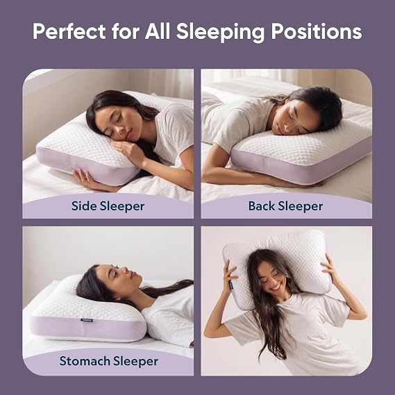 Vesta PurpleZen Eco-Luxe Down Pillow, Supportive, Adaptable, and Plush Pillow for Back, Stomach, or Side Sleepers, Washable Cooling Cover, Medium Profile (4.5 Height) & Soft (Pack of 1)