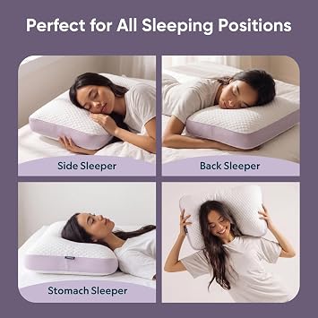 Vesta PurpleZen Eco-Luxe Down Pillow, Supportive, Adaptable, and Plush Pillow for Back, Stomach, or Side Sleepers, Washable Cooling Cover, Medium Profile (4.5 Height) & Soft (Pack of 1)