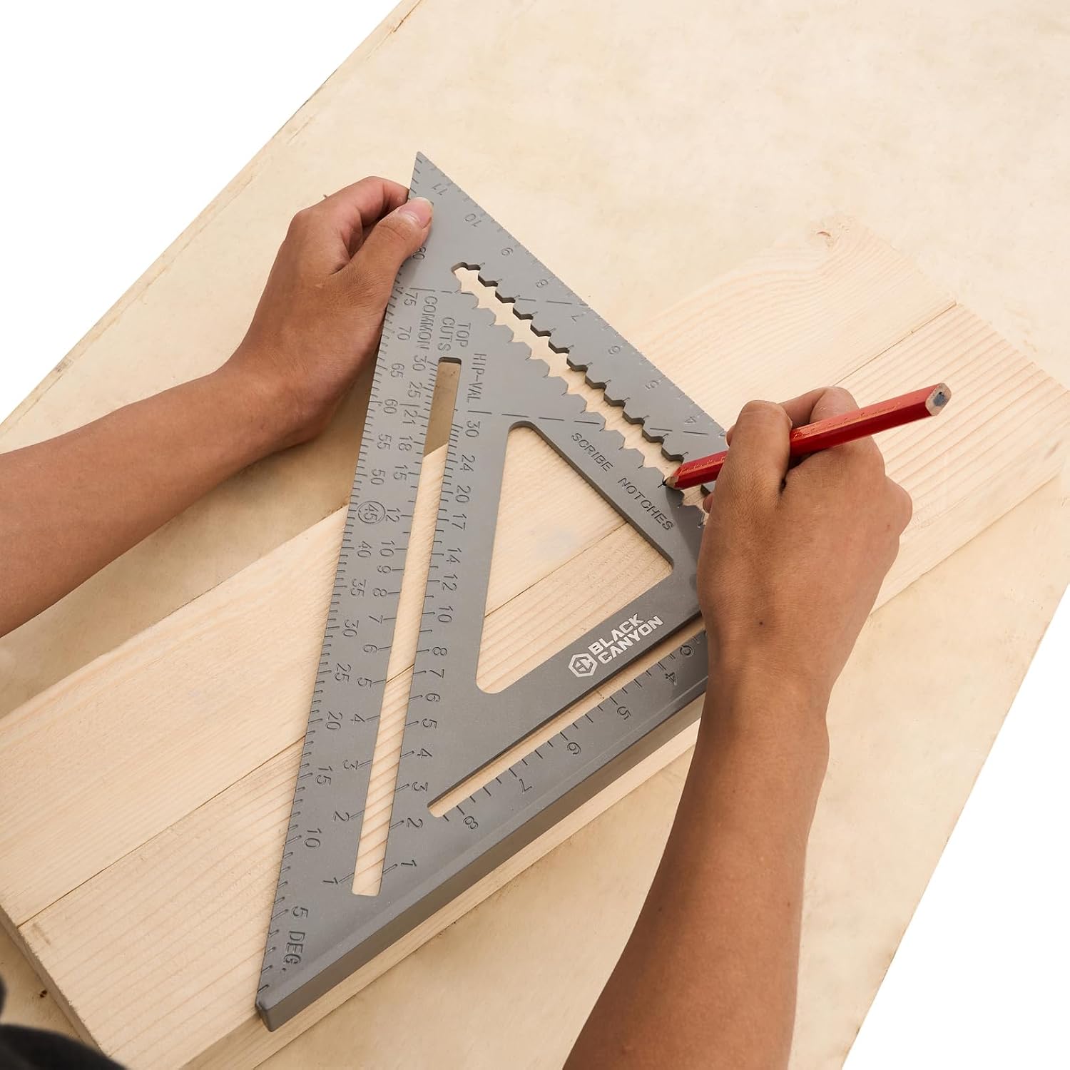 Black Canyon 12 in Rafter Angle Square, Aluminum,1/8 inch Graduation Marks